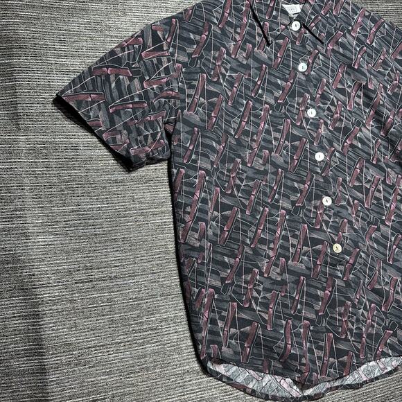 Impressions of California Shirt Women's L Black Short Sleeve Button Up Vintage - Picture 4 of 11